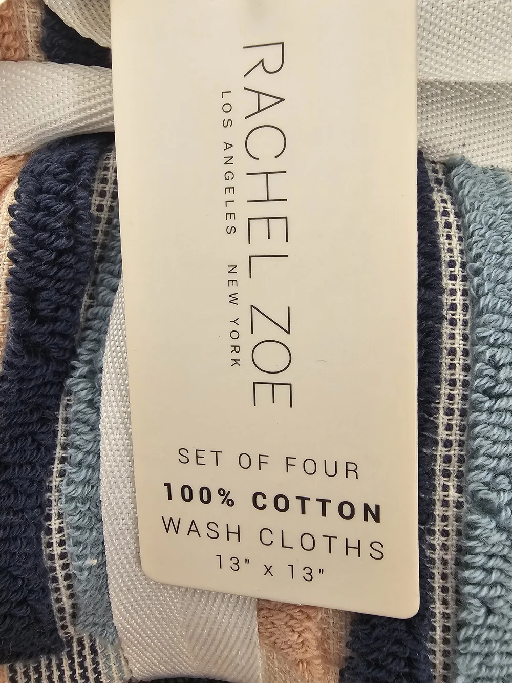 Rachel Zoe Striped Cotton Bath Towels - Blue, Pink, Cream Pastel 6 Pc Set